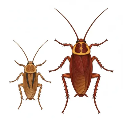 drawing of a german roach vs an american roach