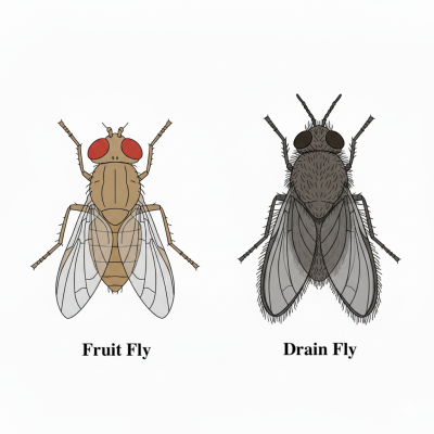 fruit fly vs drain fly drawing